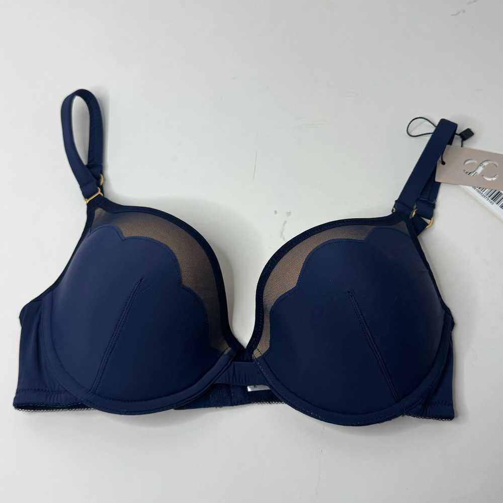 Huit Women's Push-up Bra navy blue mesh 32D